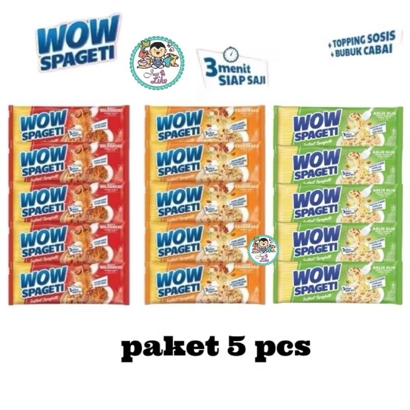 

WOW SPAGETI Paket 5pcs & Ecer 1 pc Carbonara 88g Bolognese 84g