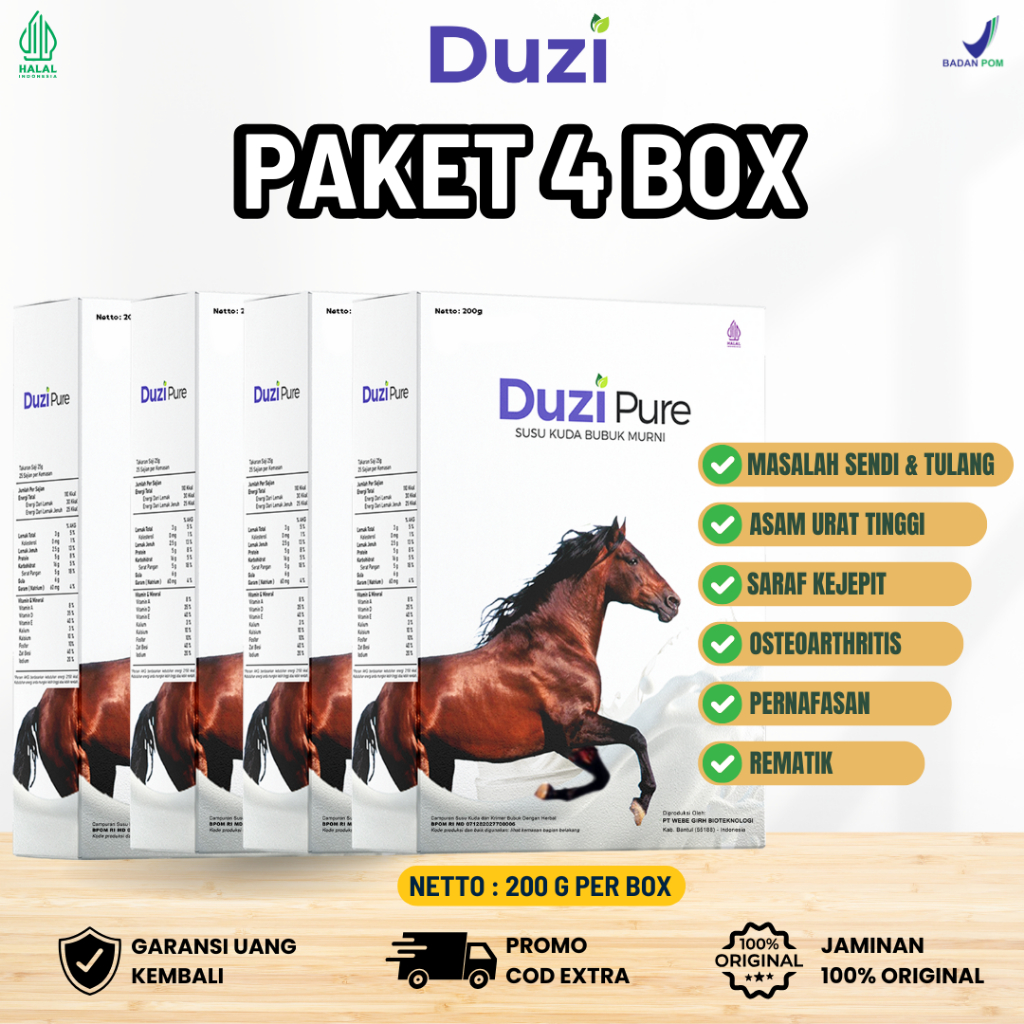 

SUSU DUZI PURE 100% ORIGINAL - ATASI ASAM URAT,REMATIK,SYARAF NYERI SENDI,KOLESTEROL,HIPERTENSI 4BOX