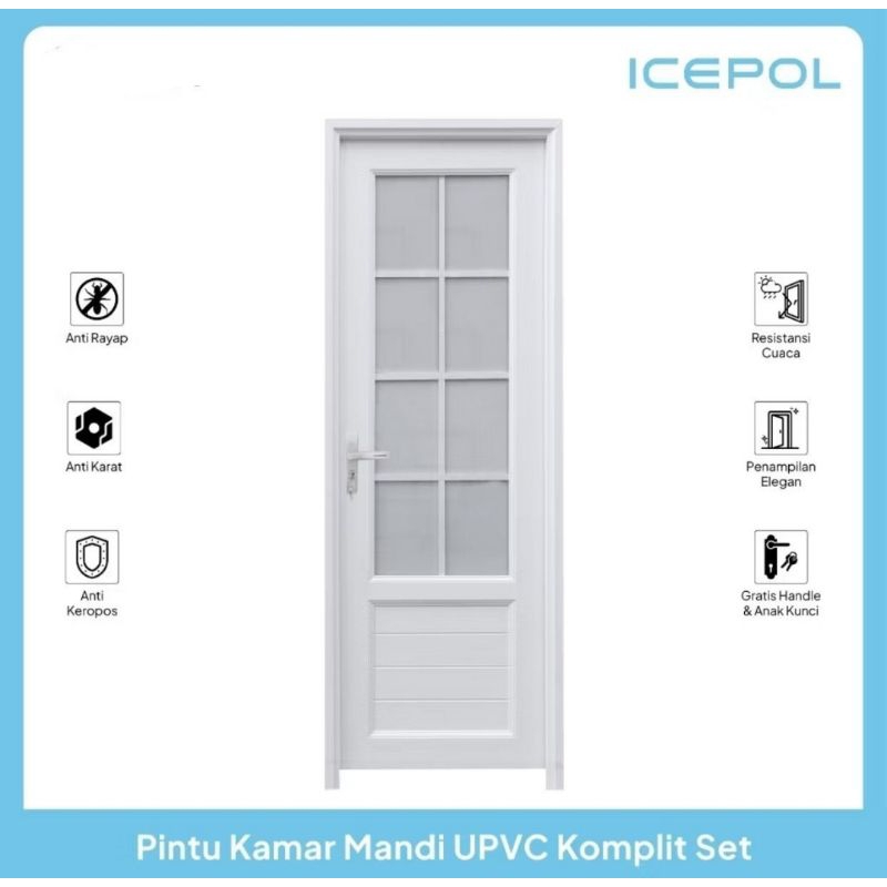 Pintu Kamar Mandi Icepol UPVC KACA