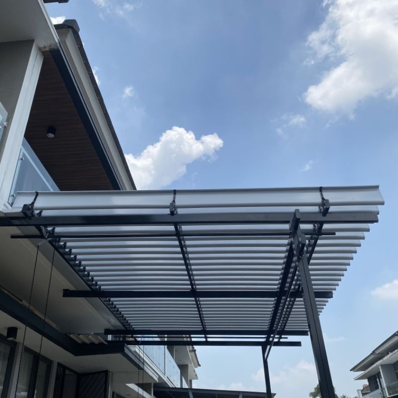Roovree Kanopi Aluminium Buka Tutup Minimalis Modern Kanopi buka tutup desain minimalis, awet dan el