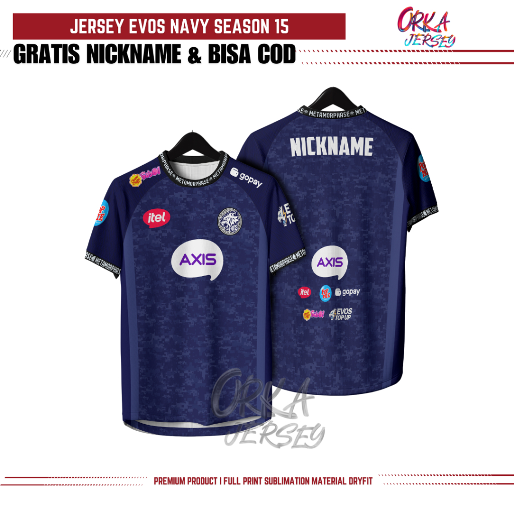 Jersey Evos Terbaru 2025 ML Gratis Pasang Nama dan Nomor