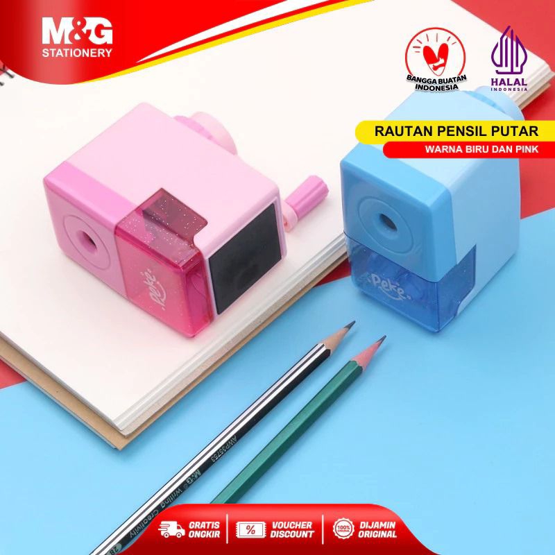 

M&G Rautan Pensil Putar Praktis Multifungsi Sharpener Meja Anti Macet Tajam & Tahan Lama Cocok Untuk Smeua Type Pensil Alat Tulis