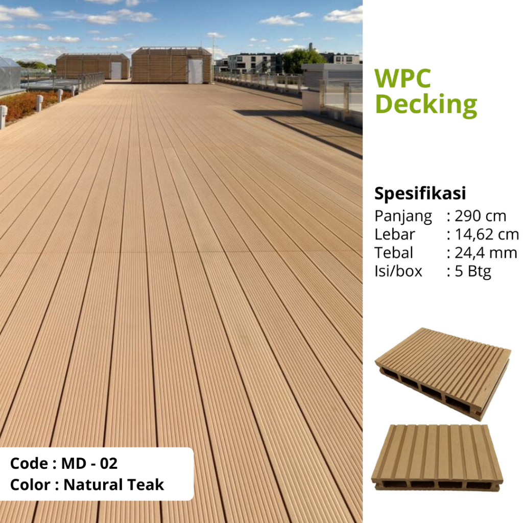 wpc decking kolam renang lantai outdoor/ decking lantai kayu Natural Teak perbatang