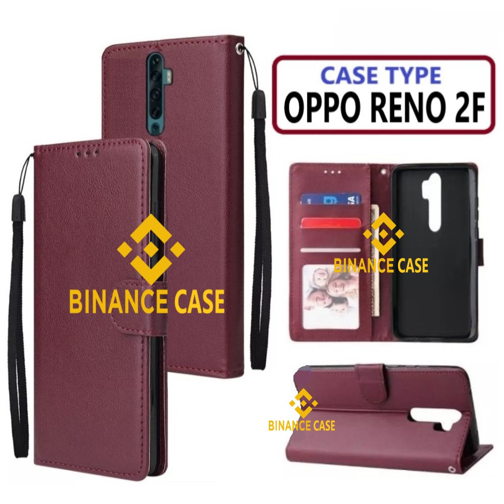 LEATHER FLIP CASE OPPO RENO 2F CASE KULIT FLIP WALLET LEATHER KULIT PREMIUM SARUNG BUKA TUTUP KESING