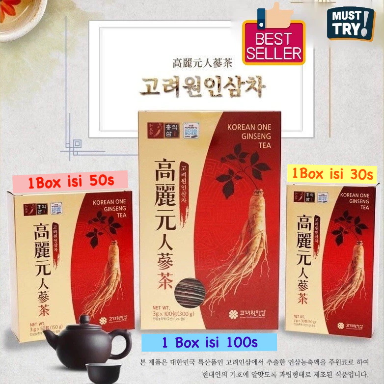 

Korean One Red Ginseng Tea - Teh Ginseng Korea - 1 Box isi 50/100