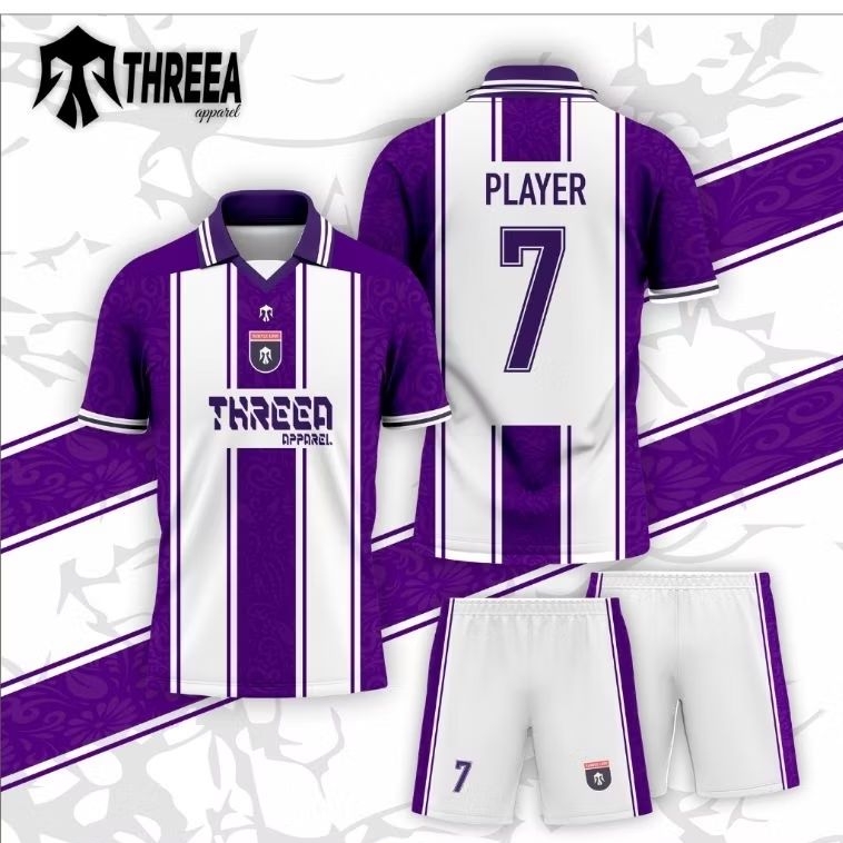 JERSEY FULL PRINTING KERAH PUTIH UNGU / JERSEY SEPAK BOLA / JERSEY FUTSAL / JERSEY CUSTOM