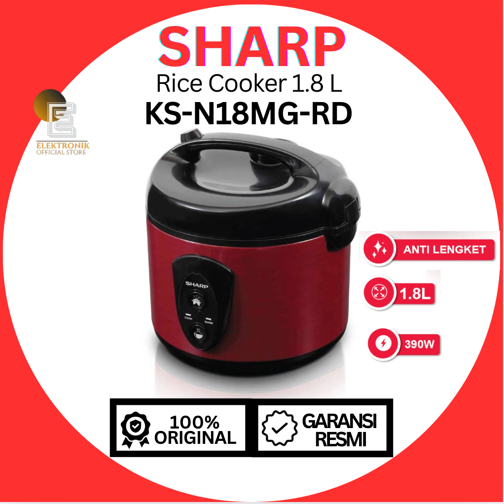 SHARP RICE COOKER 1.8 Liter KS-N18MG-RD / KSN18MG MAGIC COM/MAGIC COM KSN18MGRD/100% ORIGINAL