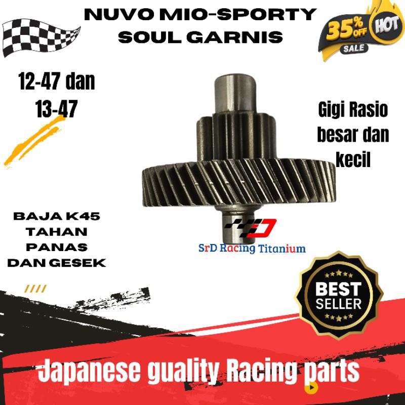 Gigi Gardan Rasio Set Racing Baja K45: Mio/Nuvo/Soul/Garnis R - Tahan Panas & Gesekan japan tech 12-
