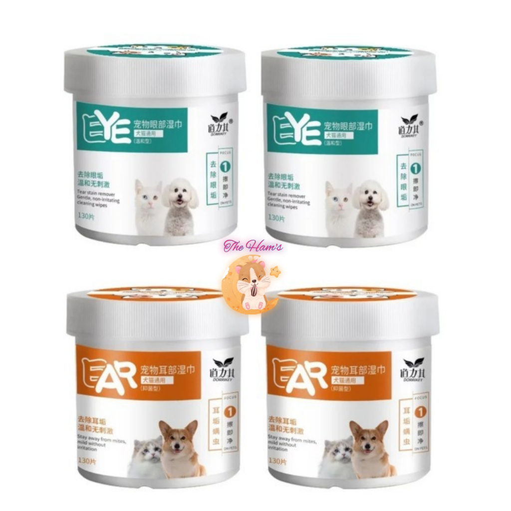 (The Ham's) 130 pcs Tisu Tissue pembersih telinga anjing kucing Pembersih Mata Kucing Anjing Pembers