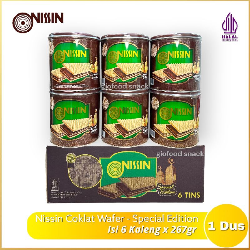 

NISSIN Wafers 1 Dus/Karton - isi 6 Tins/Kaleng x 267gram Wafer Coklat Enak