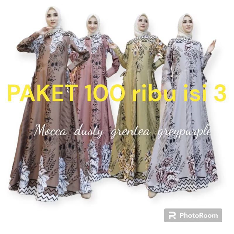 Paket Gamis Murah 100Ribu Dapat 3pcs GAMIS NADIRA LD 110