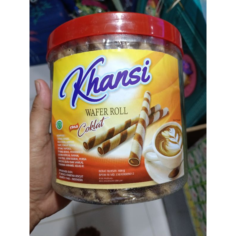 

wafer roll coklat Khansi 400 g/toples