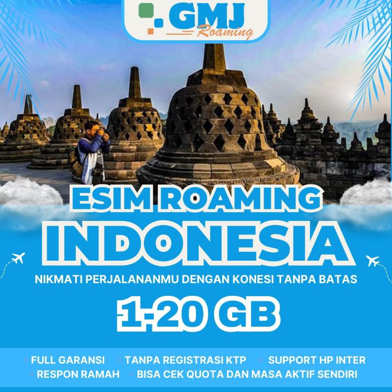 ESIM DATA ROAMING 1GB/7HARI TELKOMSEL INDOSAT(INTER TERBLOK)