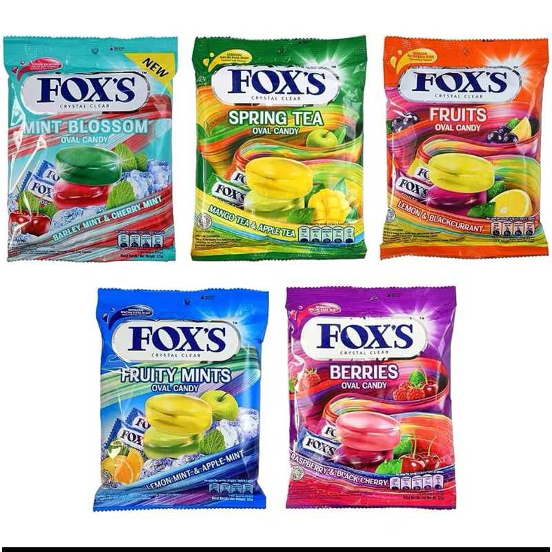 

Fox's Berries Oval Candy 125g isi 50 butir / Permen Fox Crystal Clear / Fox's Fruits / Spring Tea / Mint Blossom / Fruity Mints / Coffee Oval Candy