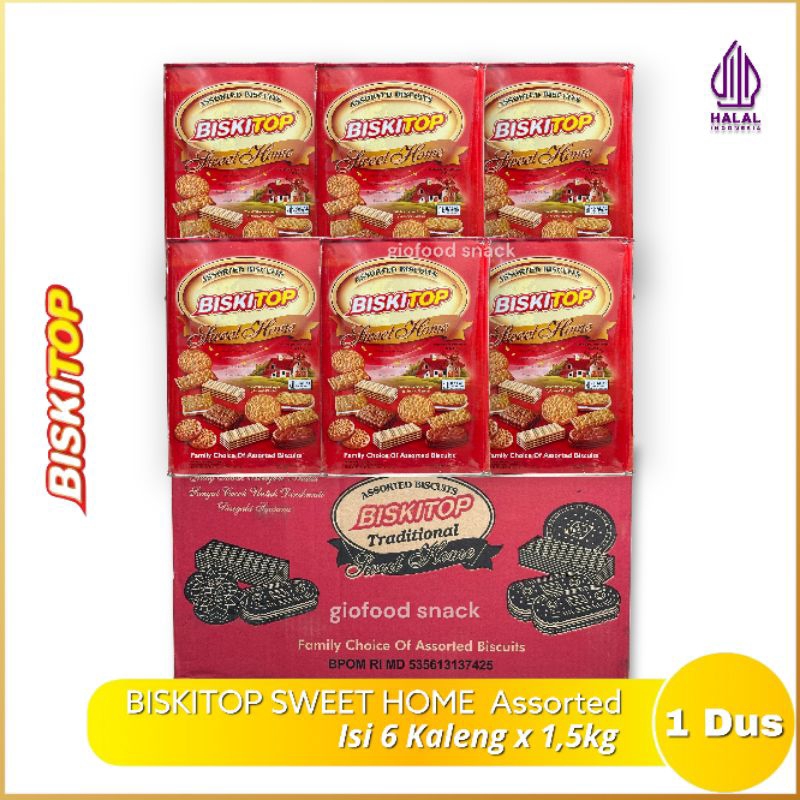 

Biskitop SWEET HOME 1 Kardus isi 6 Kaleng @1,5kg Merah - Assorted Biscuits Traditional Biskuit Aneka Rasa