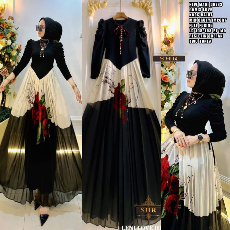 GAMJS SHR RAJUT MAWAR GAMIS ORIGINAL SHR SET HIJAB