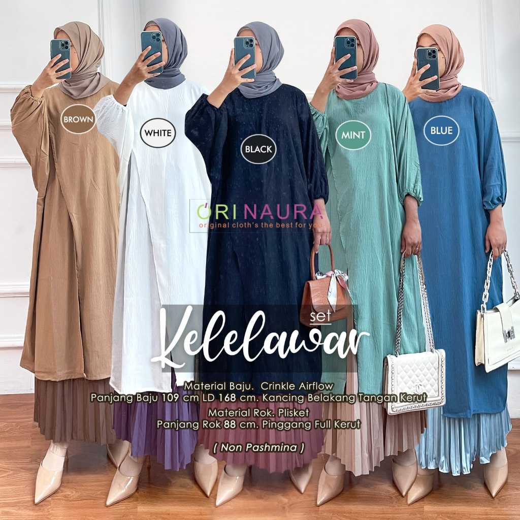 Ori Naura / Kelelawar set ori naura / one set ori naura / one set LD 168 cm / one set bahan crincle 