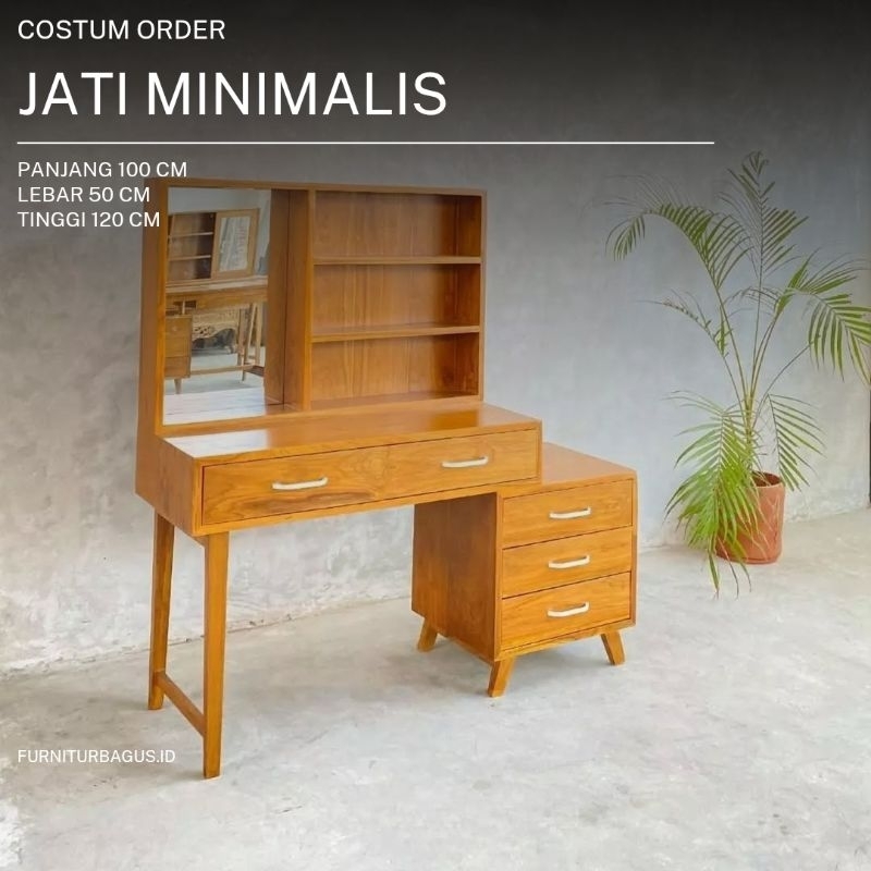 Meja Rias Jati Minimalis / Meja Rias Jati Retro / Meja Cermin Jati / Meja Rias Minimalis modern