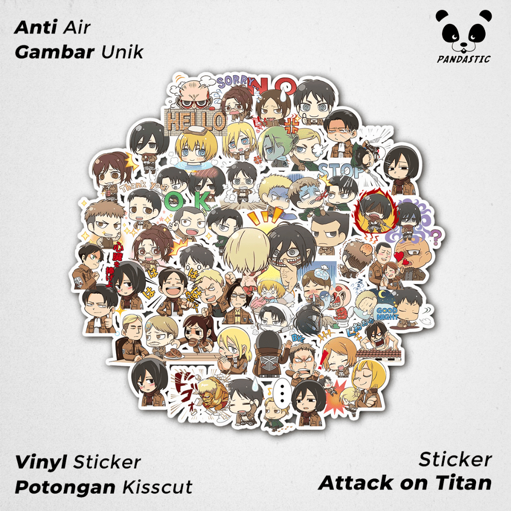 

Stiker Tempel Attack on Titan Anime Kartun Film Paper Vinyl Dekorasi Laptop Koper Tumbler Kulkas DIY