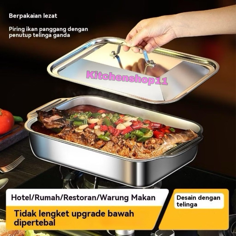 LARIS PROMO 1SET NAMPAN PRASMANAN STAINLESS TEBAL PREMIUM / TEMPAT MAKANAN NASI LAUK SAYUR / WADAH