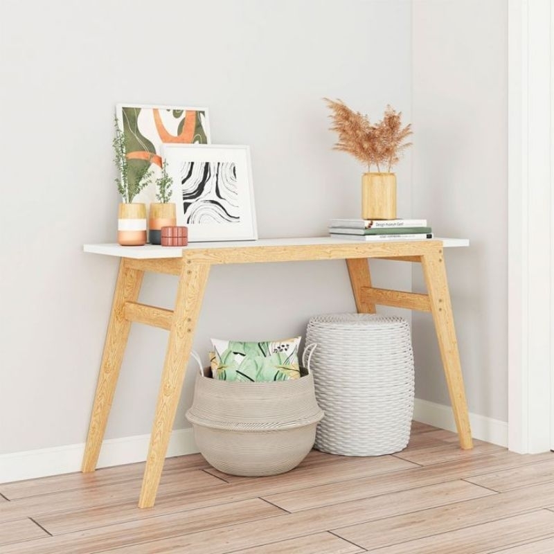 Meja Konsol Console table Kayu Aesthetic 80cm kaki kayu 60cm