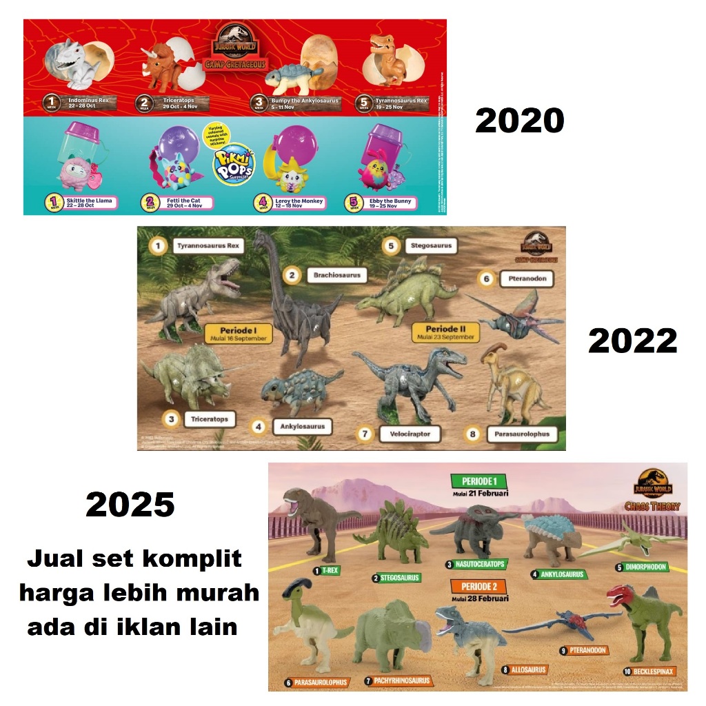 Mainan Anak Hadiah Happy Meal Meals Mcd Mcdonald Mcdonalds McDonald's Karakter Pikmi Pops & Dinosaur