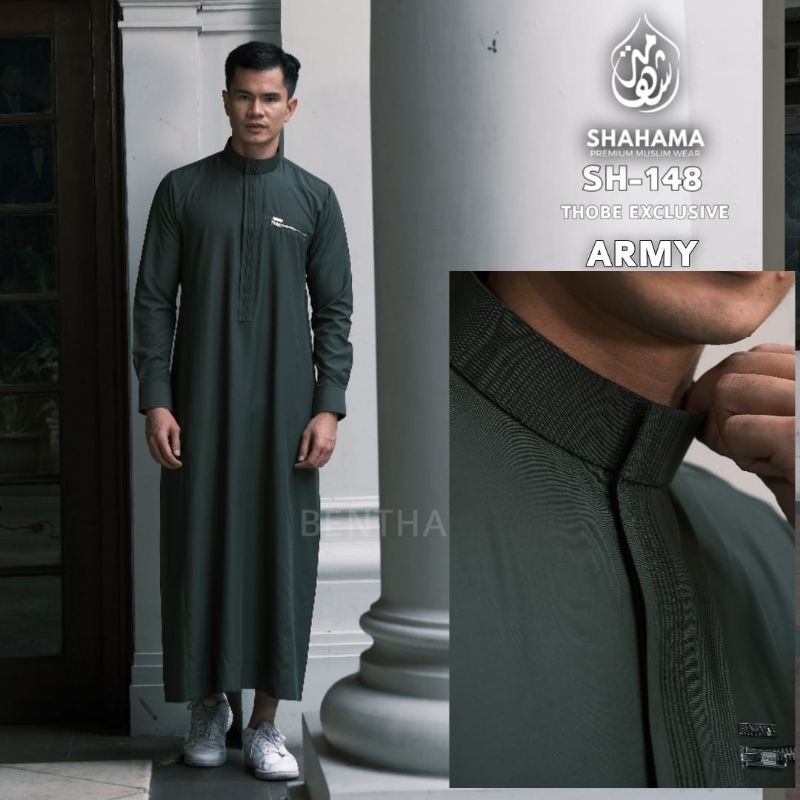 Thobe Shahama SH-148 Army Exclusive Baju Gamis Jubah Pria Dewasa Lengan Panjang