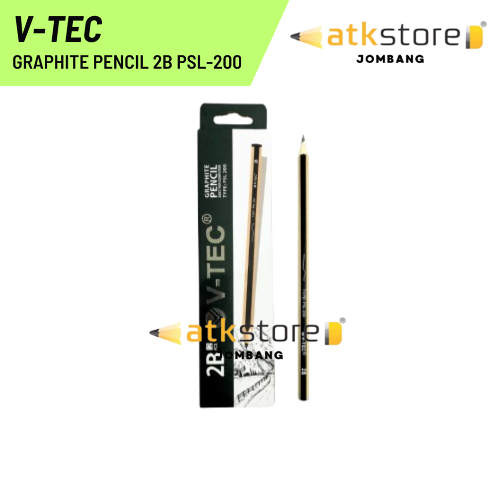 

V-TEC Graphite Pencil 2B PSL-200 ISI 12PCS / Pensil Gambar Sketsa / Pensil 2B Graphite