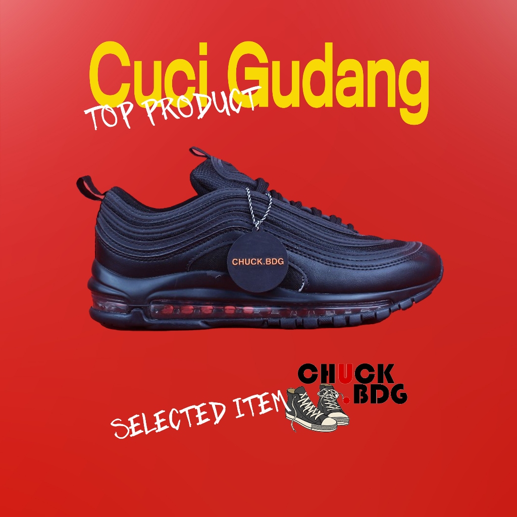 CUCI GUDANG Sneakers Air Max 97 Triple Black 100% Original
