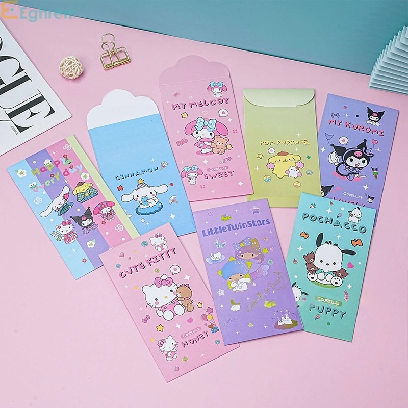 

Eeghrerr 4PCS Amplop Lebaran Lucu Sanrio My Melody Kuromi Cinnamorol Unik Tebal Uang Tidak dilipat