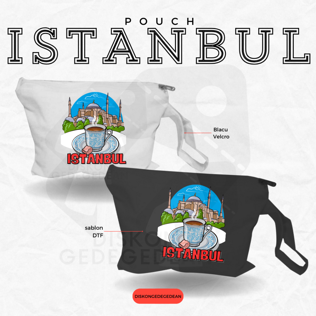 Diskongedegedean Pouch Souvenir Istanbul Turki Dompet Oleh Oleh Turkey Bahan Blacu dengan Resleting 