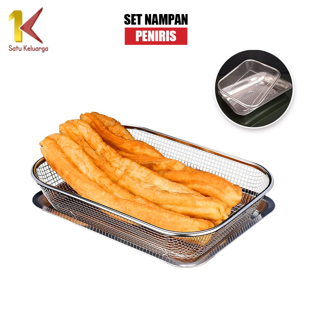 Satu Keluarga Keranjang Saringan Tinggi Stainless C1266 Keranjang Buah Set Nampan Peniris Minyak