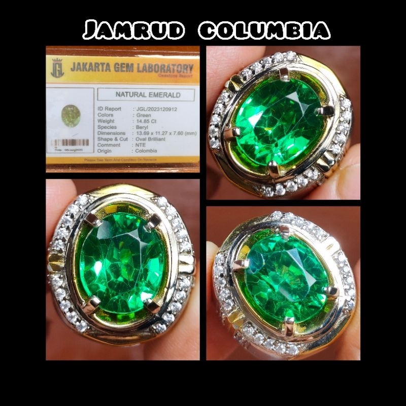 CINCIN BATU PERMATA JAMRUD COLUMBIA KRISTAL