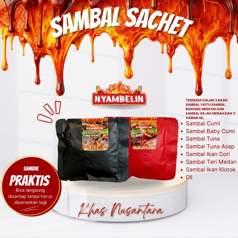 

All varian Sambel baby cumi tuna asap klotok teri jengkol pete ayam sachet nyambelin bajak bawang mercon