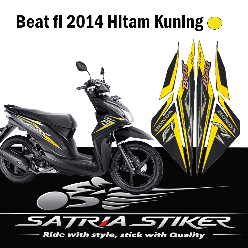 List Striping Stiker Honda Beat Fi 2014 Kuning Hitam