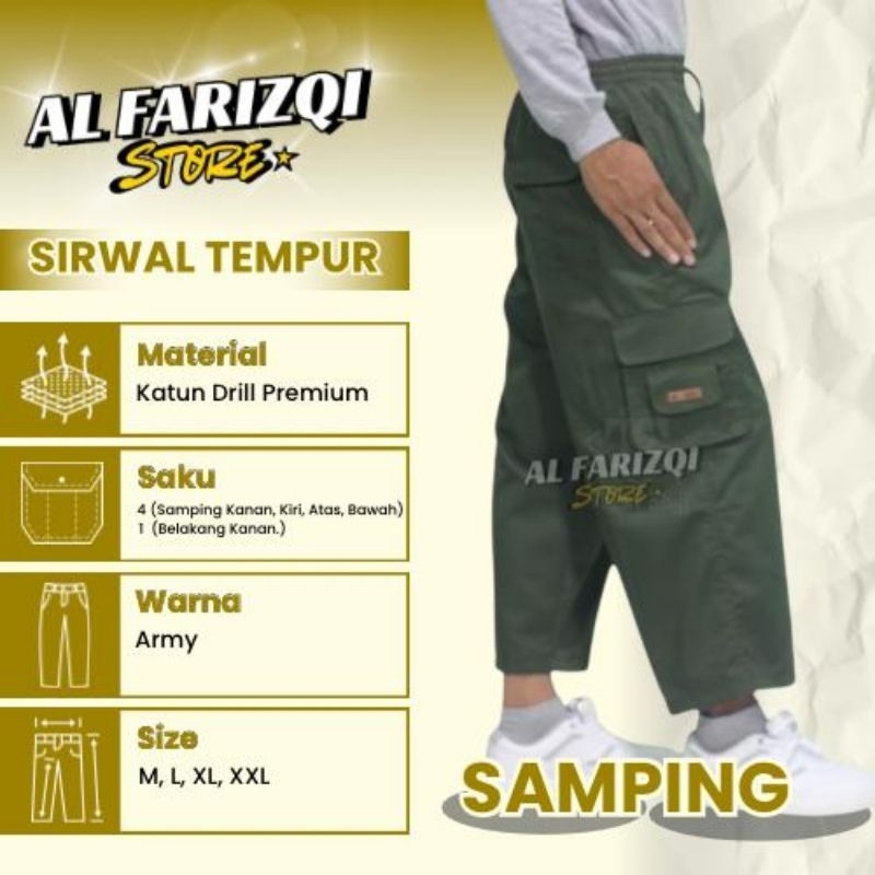 CELANA SIRWAL TEMPUR HIJAU ARMY PRIA DEWASA