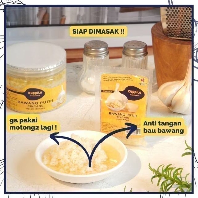

BAWANG PUTIH CINCANG DALAM MINYAK KUPPILA - SIAP PAKAI