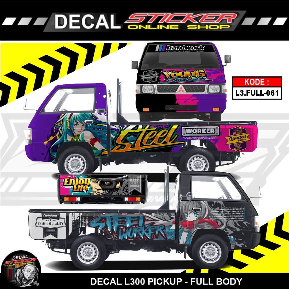 STICKER MOBIL PICKUP L300 DECAL PRINT CUSTOM NUTUP FULL BODY MOBIL KEREN
