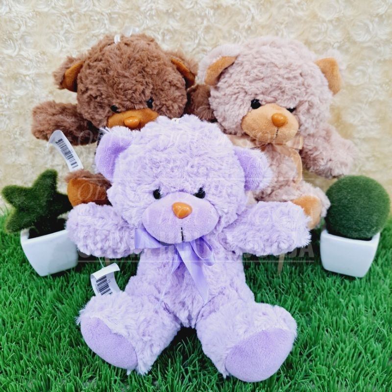 Boneka Beruang Mini Ungu Pink Boneka Teddy Bear Coklat Pita Mix