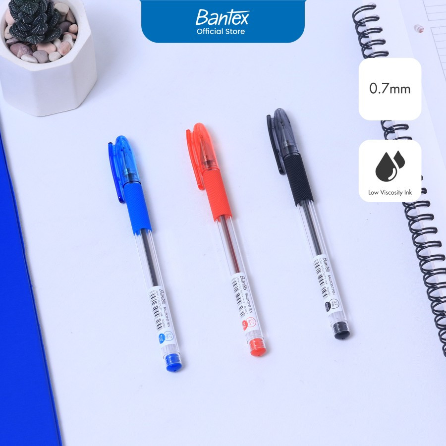 

Bantex Ballpoint Pen / Pulpen 0.7 mm Tinta Black Viskositas Rendah Pegangan Karet Lembut # BG6001