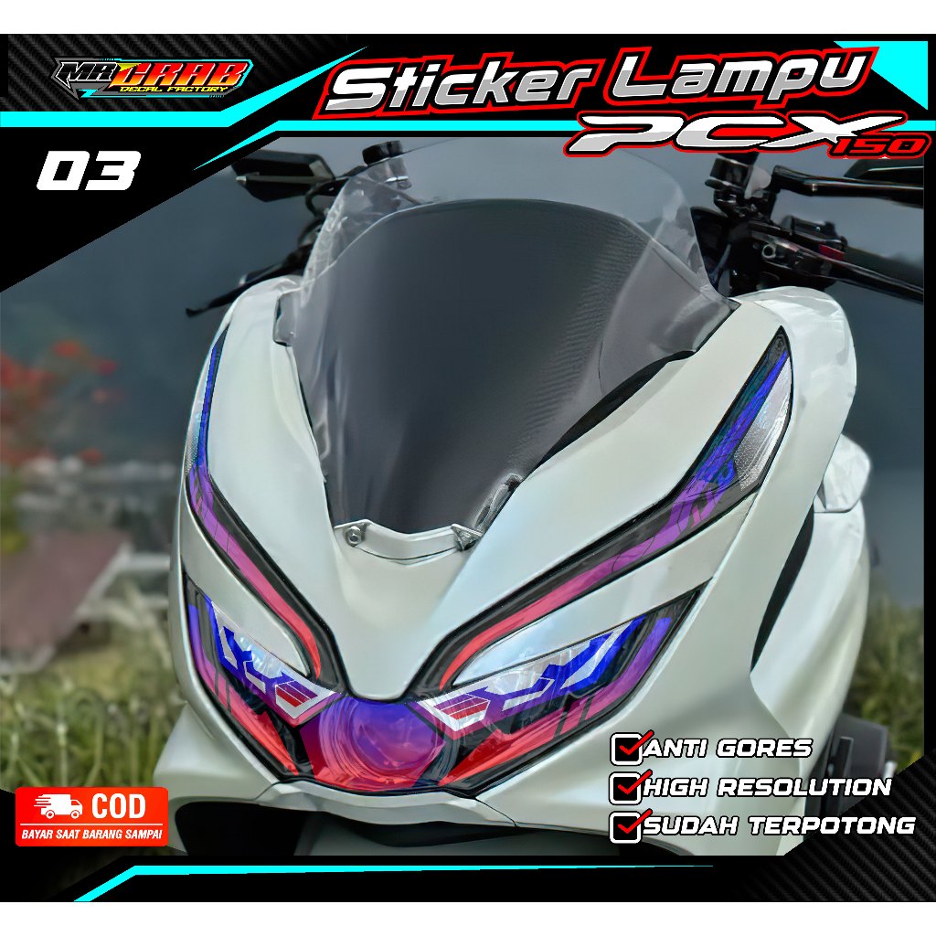03 STICKER LAMPU DEPAN PCX 150 - STICKER LAMPU ALIS PCX 150 MOTIF LIST SIMPLE