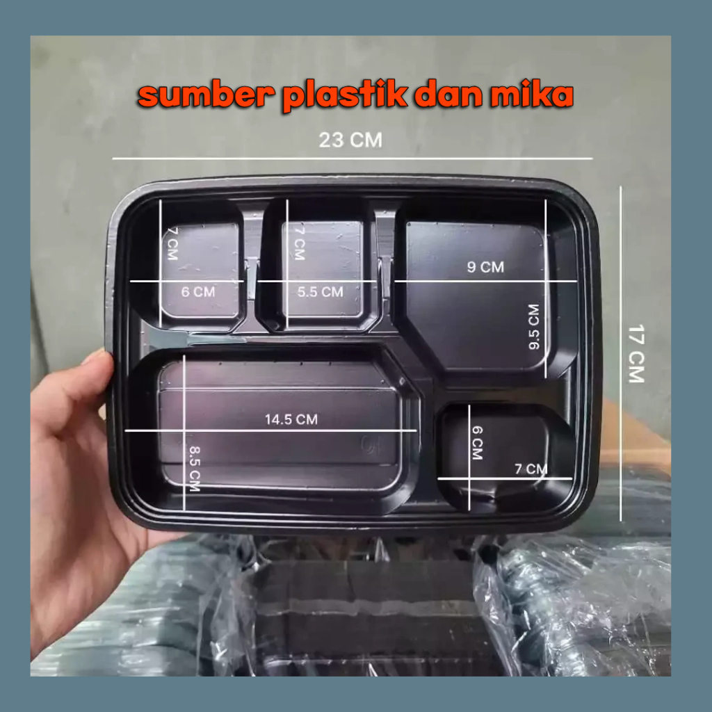 [ 25pcs & 50pcs ] MIKA 235 BOX BENTO SEKAT 5 + TUTUP / TRAY BENTO SEKAT 5 TAHAN PANAS MIKA NASI BENT
