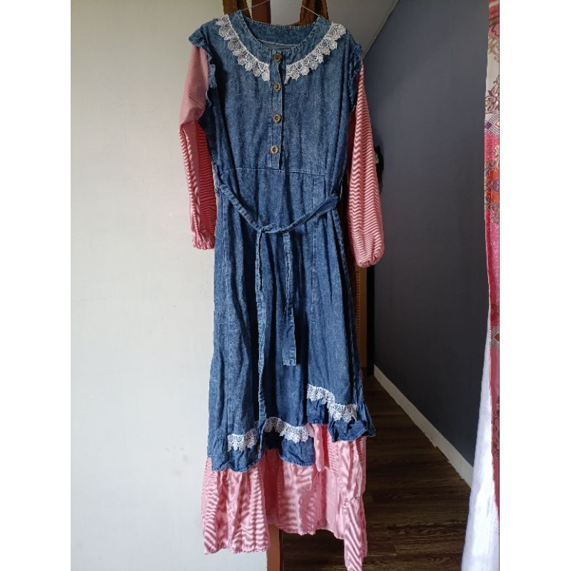 gamis denim umpak preloved