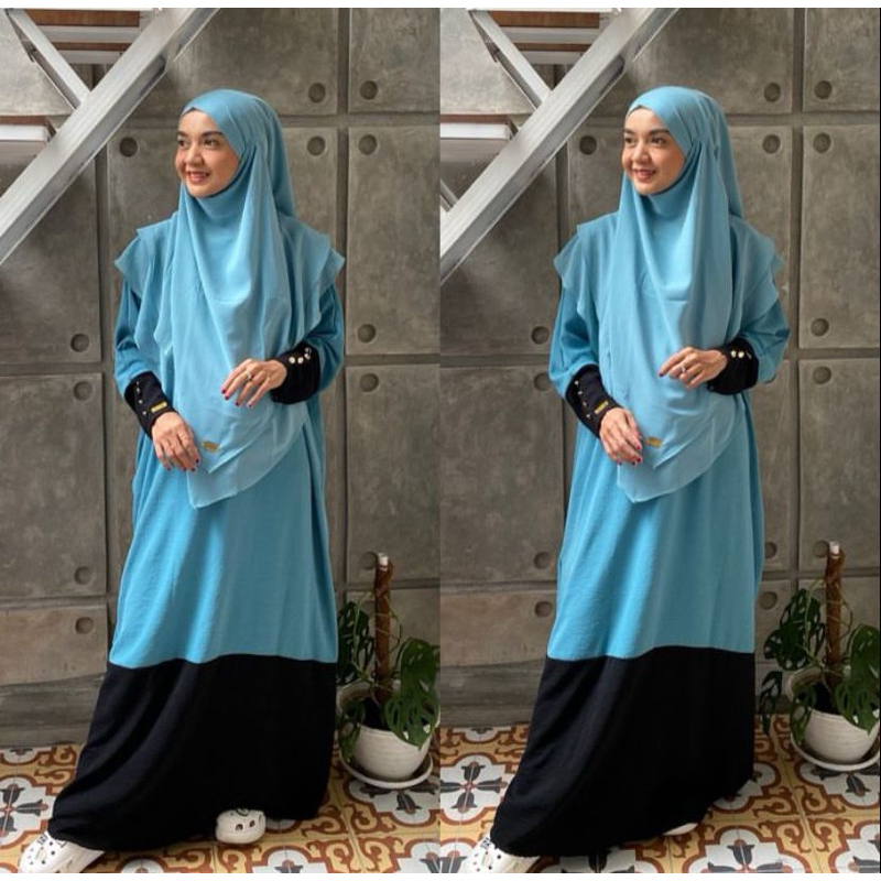 ONE SET ABAYA DAN FRENCH KHIMAR