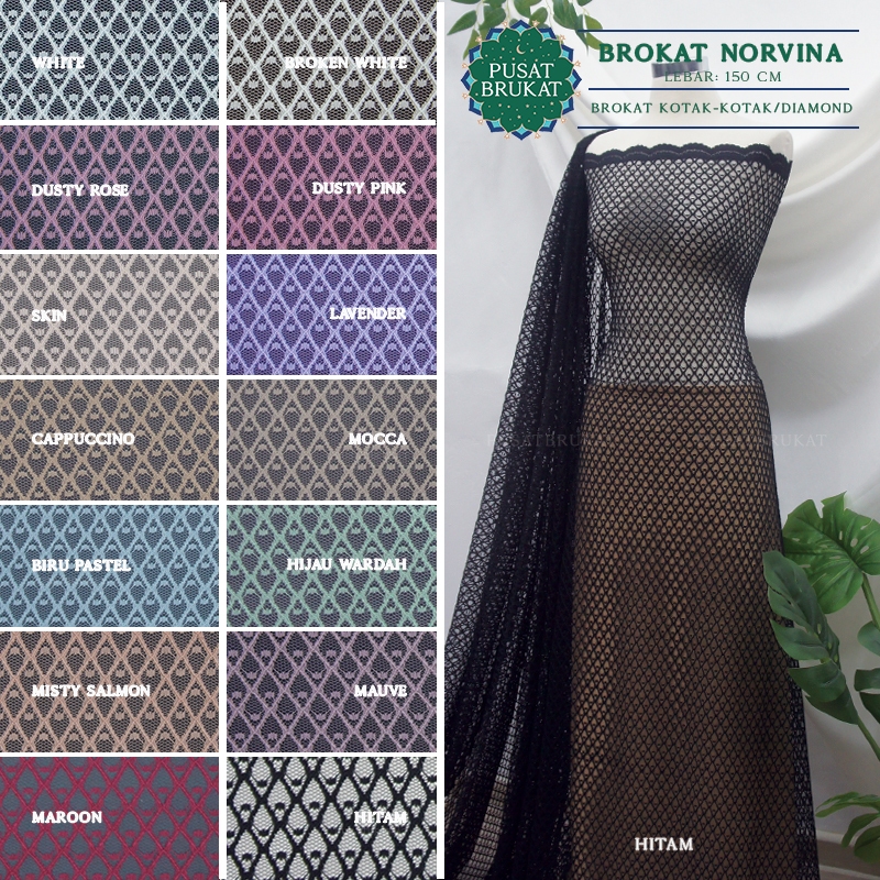 KAIN BROKAT TILE MOTIF DIAMOND MESH - KAIN KEBAYA BRUKAT KOTAK KOTAK / NORVINA [harga per 0.5m]