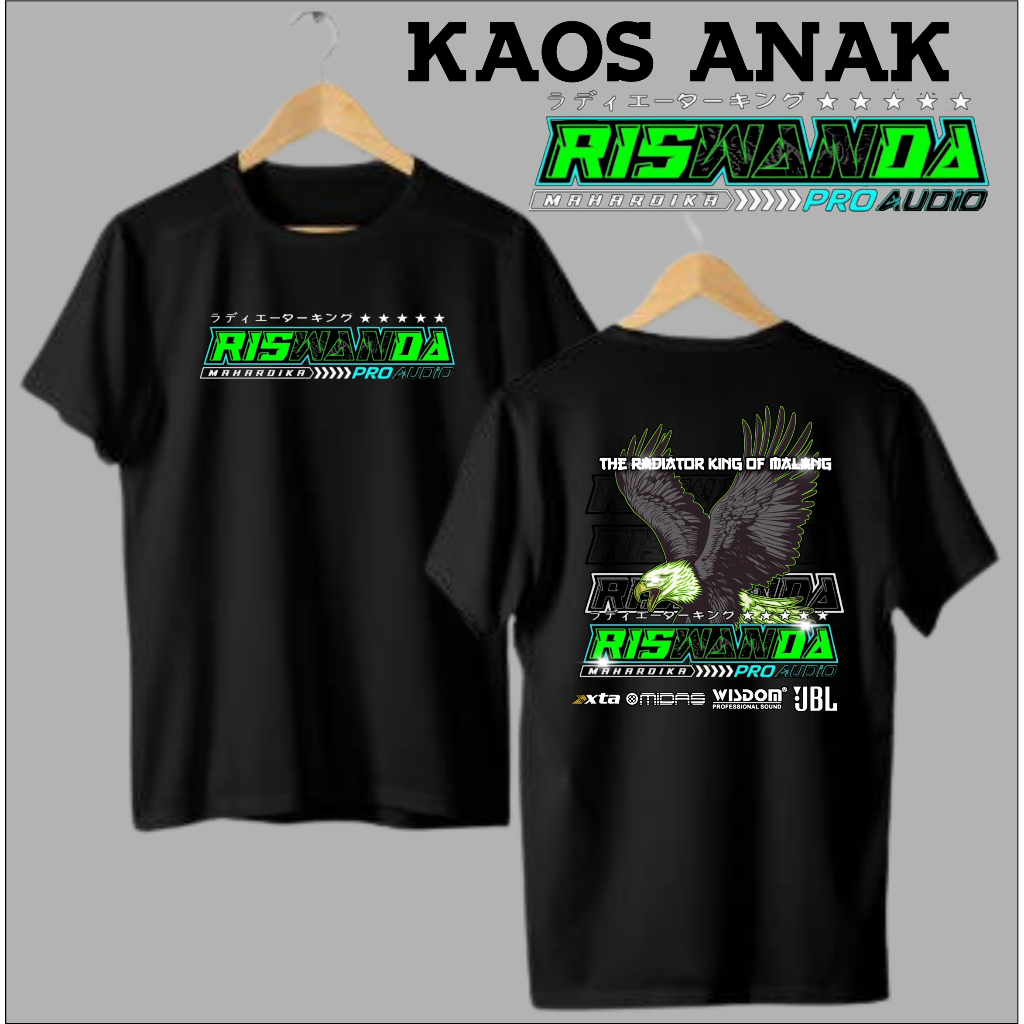 riswanda t-shirt logo kaos anak warna hitam kaos anak riswanda mahardika