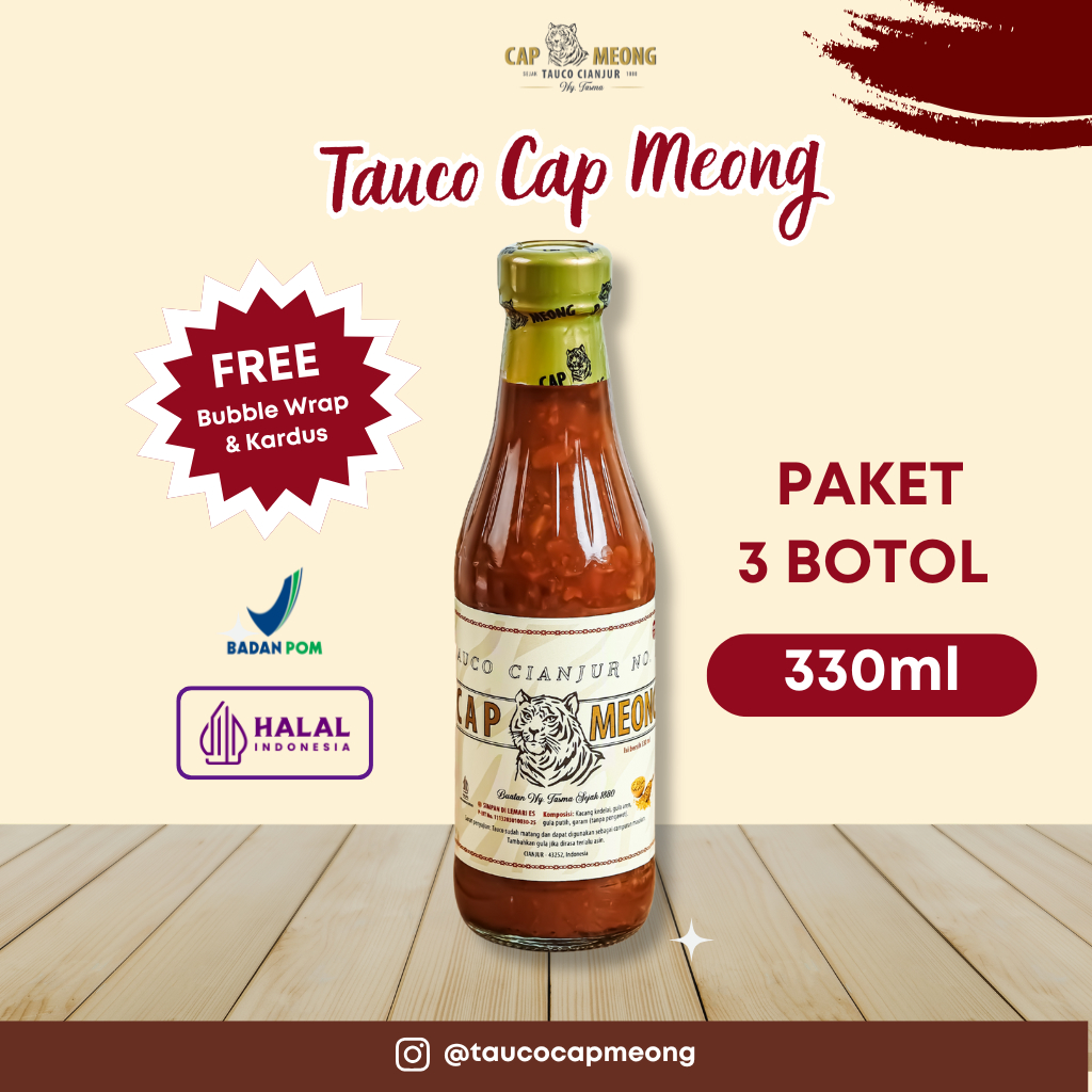 

Paket 3 botol Tauco Cap Meong Nyonya Tasma (Isi 330 ml) | TAUCO NO.1 ASLI CIANJUR