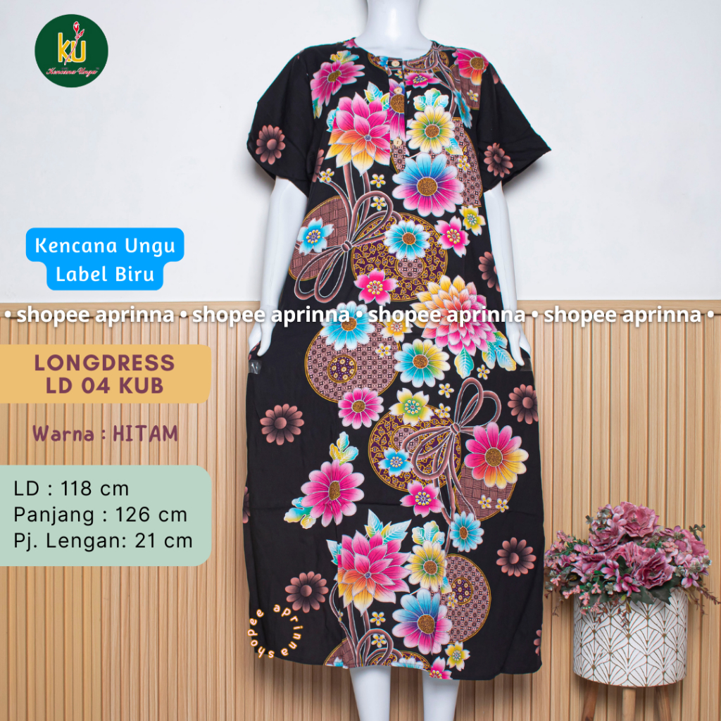 COD LD 04/08 Batik Kencana Ungu Daster Panjang Daster Lengan Pendek Batik Kencana Ungu Asli Original