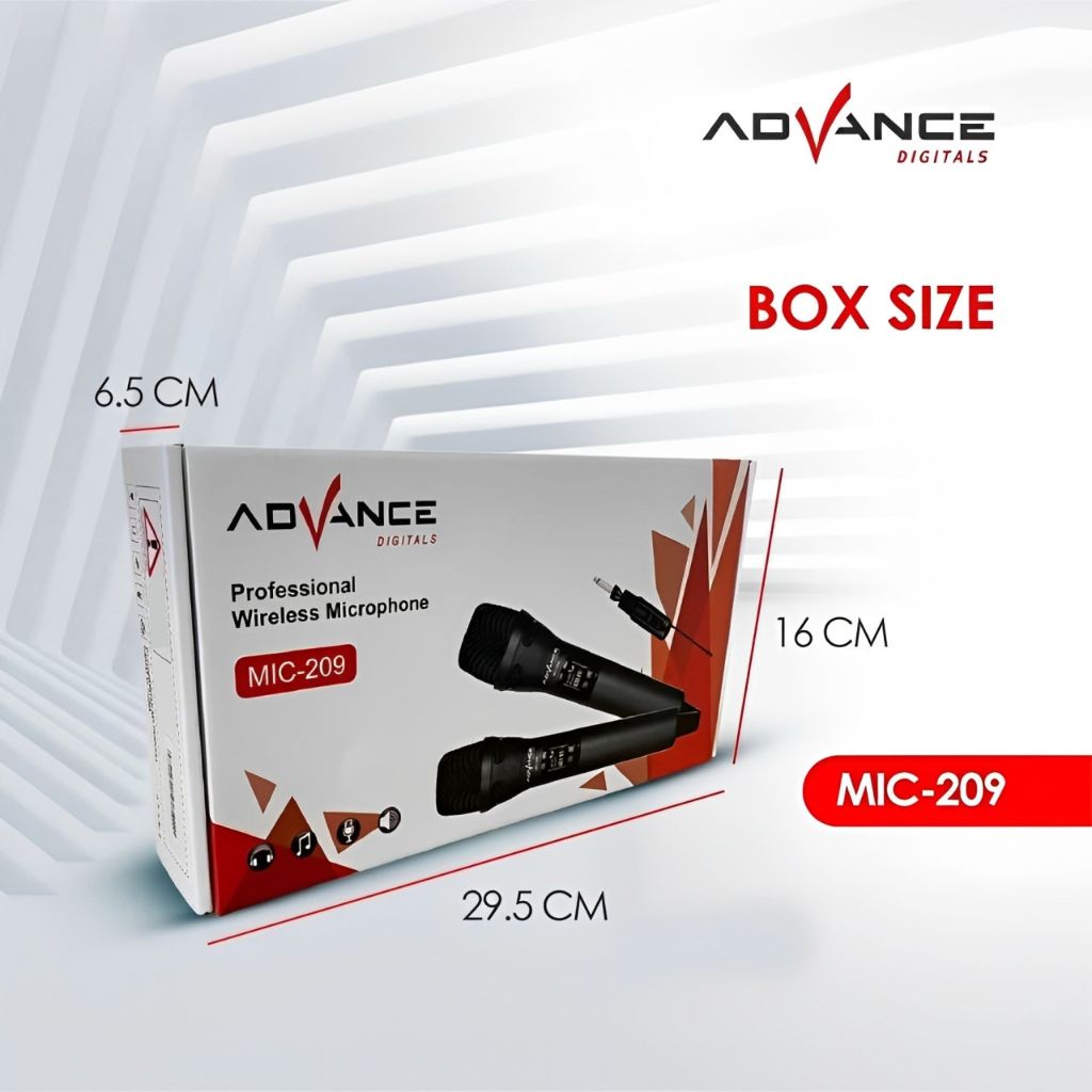 Advance Microphone Professional 2 Mic Wireless Di Charger Mic Wireless MIC209 Suara Jernih