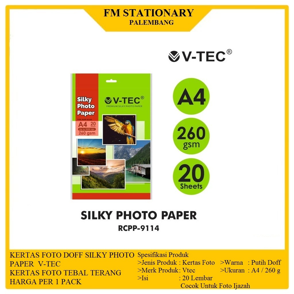 kertas foto doff / Silky Photo Paper A4 V-TEC 260 gsm